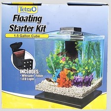 Tetra 1.5 Gallon Cube Floating Aquarium Starter Kit w/ Whisper Filter LED Light
