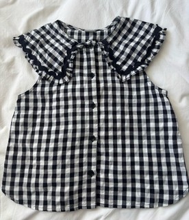 Next Girls Black & White Checked Sleeveless Top. Age 10