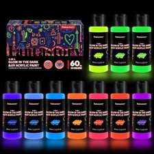Fantastory Fluorescent Glow in the Dark Paint,60ml /2oz,Neon Colors Glow Acrylic