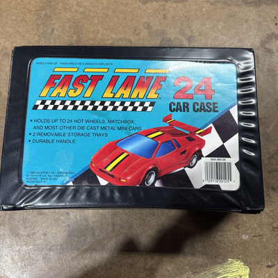 Vintage 1990 Fast Lane 24 Car Case Black TOYS R US Tray & Cars Included