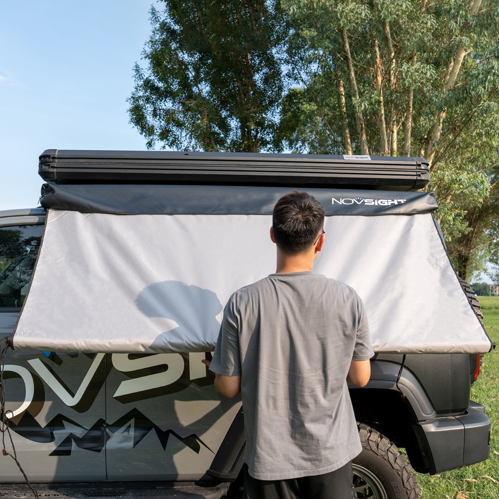 Car Side Awning SUV Truck Rooftop Tent Sunshade Travel Outdoor Camping 6.5x8.2ft