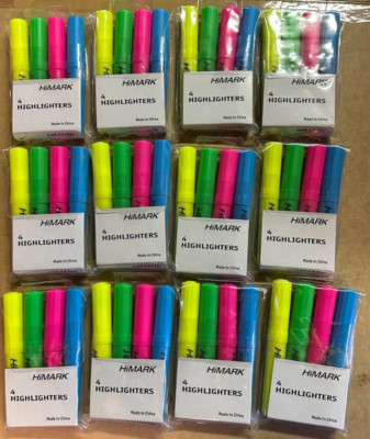 12 Packungen Himark Highlight Pens Textmarker Keilspitze Federn - insgesamt 48 Stifte
