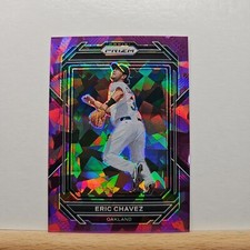 2023 Panini Prizm Baseball Eric Chavez base PURPLE CRACKED ICE Prizm SP # 252