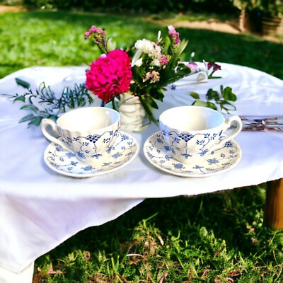 Vintage set of Two Cups and Saucers Myott Staffordshire Finlandia Tea For Two!