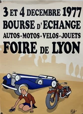 FAIR de LYON car motorcycle bicycle original poster 1977 by M Payet