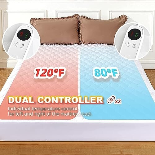 King Size Electric Heated Mattress Pad with 9 Heat Settings Controller