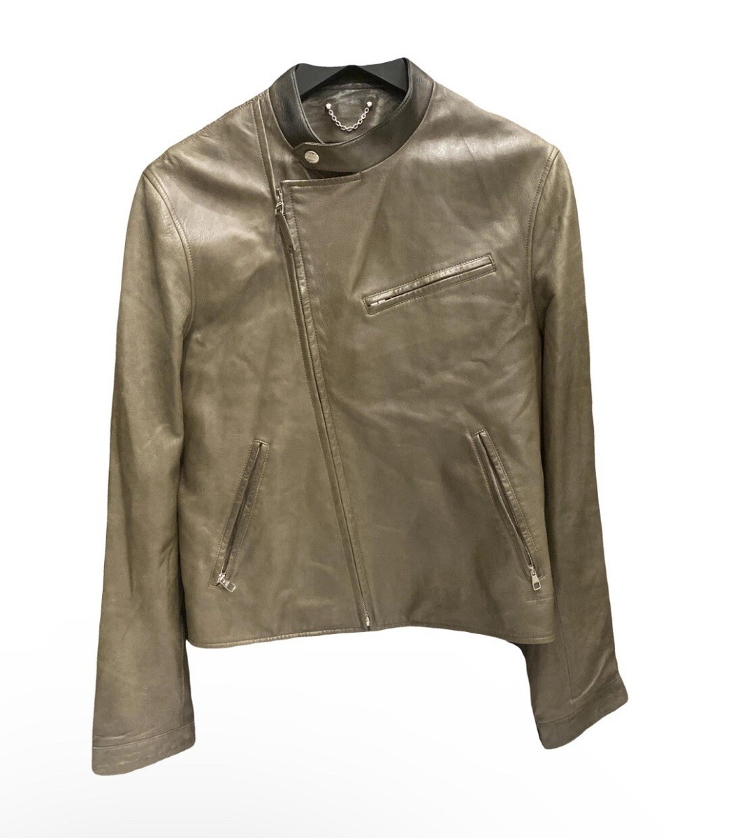 LOUIS VUITTON ダークブラウン ラムスキンライダース48 LOUIS VUITTON LEATHER BIKER MOTO JACKET Brown LAMB LEATHER SZ 48