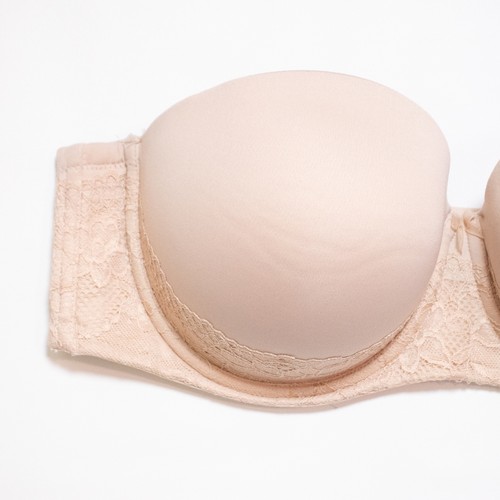 Torrid Push Up Multiway Strapless Bra 38DD Solid Beige Lace Molded Lined Cups - Picture 3 of 5