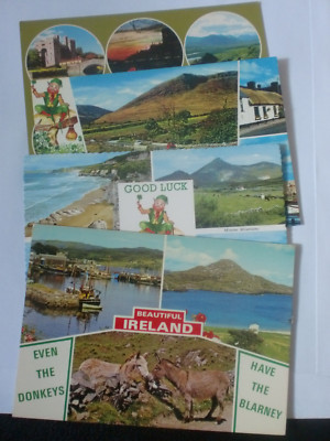 Schöne Irland Eire 4 x Vintage Multiview Postkarten Esel Blarney Viel Glück