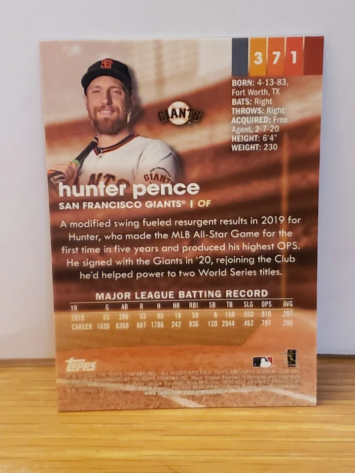 Hunter Pence 2020 Topps Stadium Club Chrome X-Fractor #371 Baseball MLB Card - Image 2 of 2