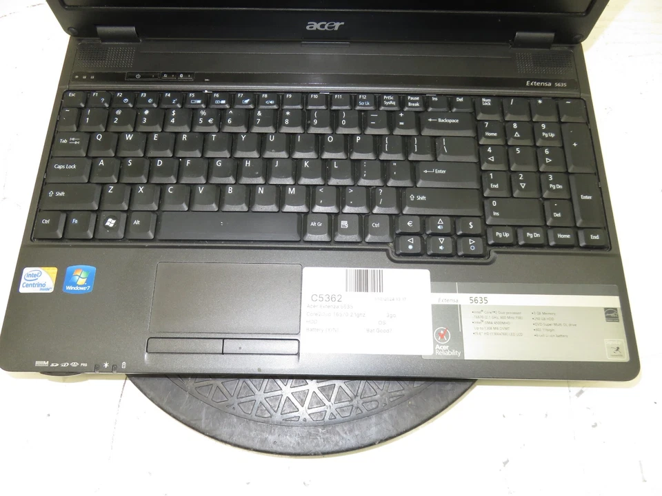 Ноутбук Acer Extensa 5635-6897 Intel Core 2 Duo T6570 3 ГБ Ram без жесткого диска или аккумулятора - Изображение 3 из 4