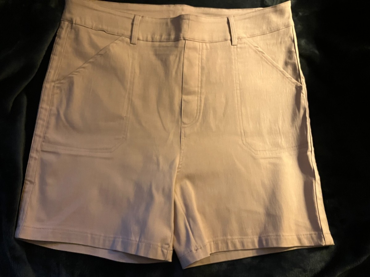 Women's Stretch Twill Shorts, Size Large, Pink/Salmon, No Buttons
