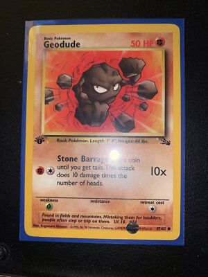 1999 geodude pokemon card Pokemon TCG Geodude, Fossil 47/62, Vintage 1999 Pokemon Card