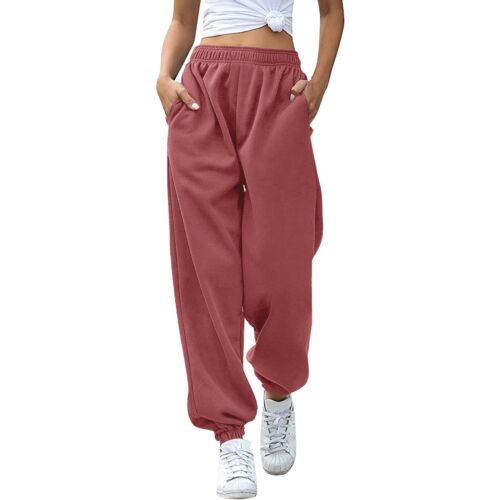 Damen-Jogginghose hoher Bund Training Aktiv Jogginghose Hose Baggy Loungehose - Bild 49 von 57