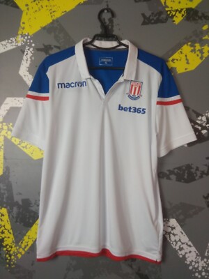 Stoke City Training Jersey Football Polo Shirt White Macron Mens