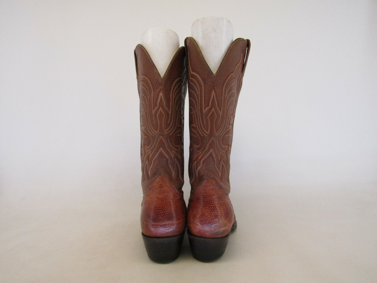 Hondo Mens Size 7.5 D Brown Leather Lizard Cowboy Western 