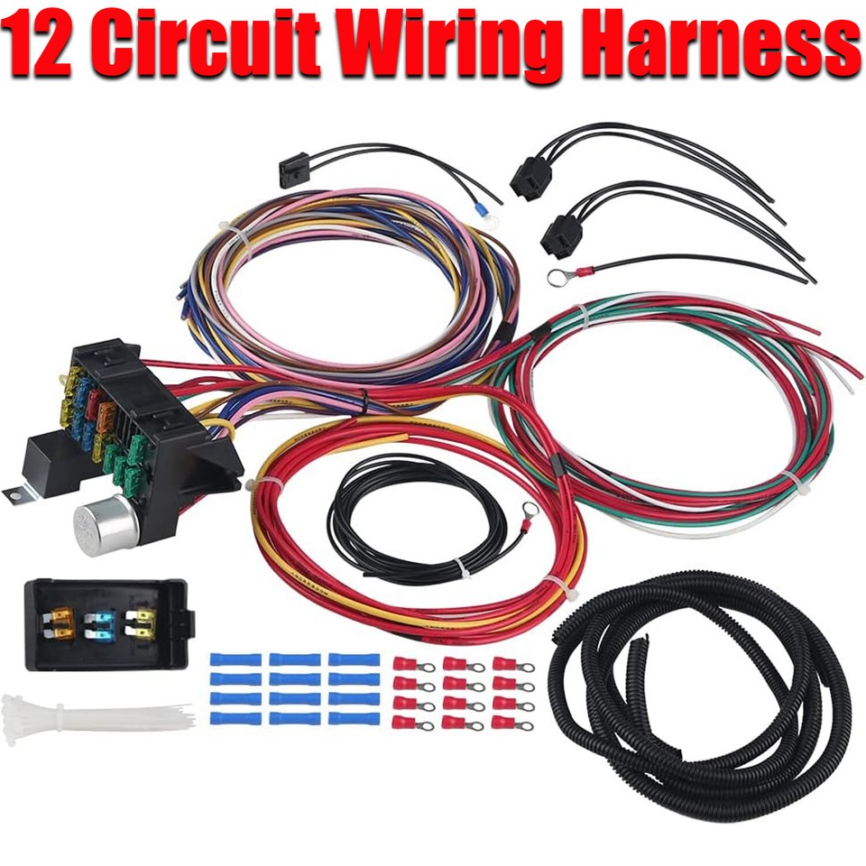 12 Circuit Wiring Harness Universal Automotive 12 Fuses For Hot Rods