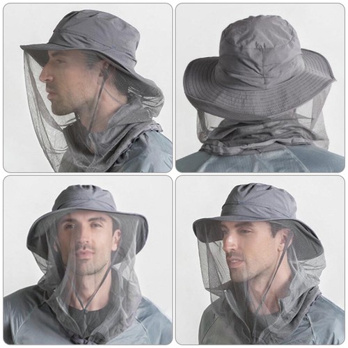 Anti Mosquito Bug Bee Insect Net Hat Fishing Hidden Mesh Cap Head Face Protector - Picture 10 of 16