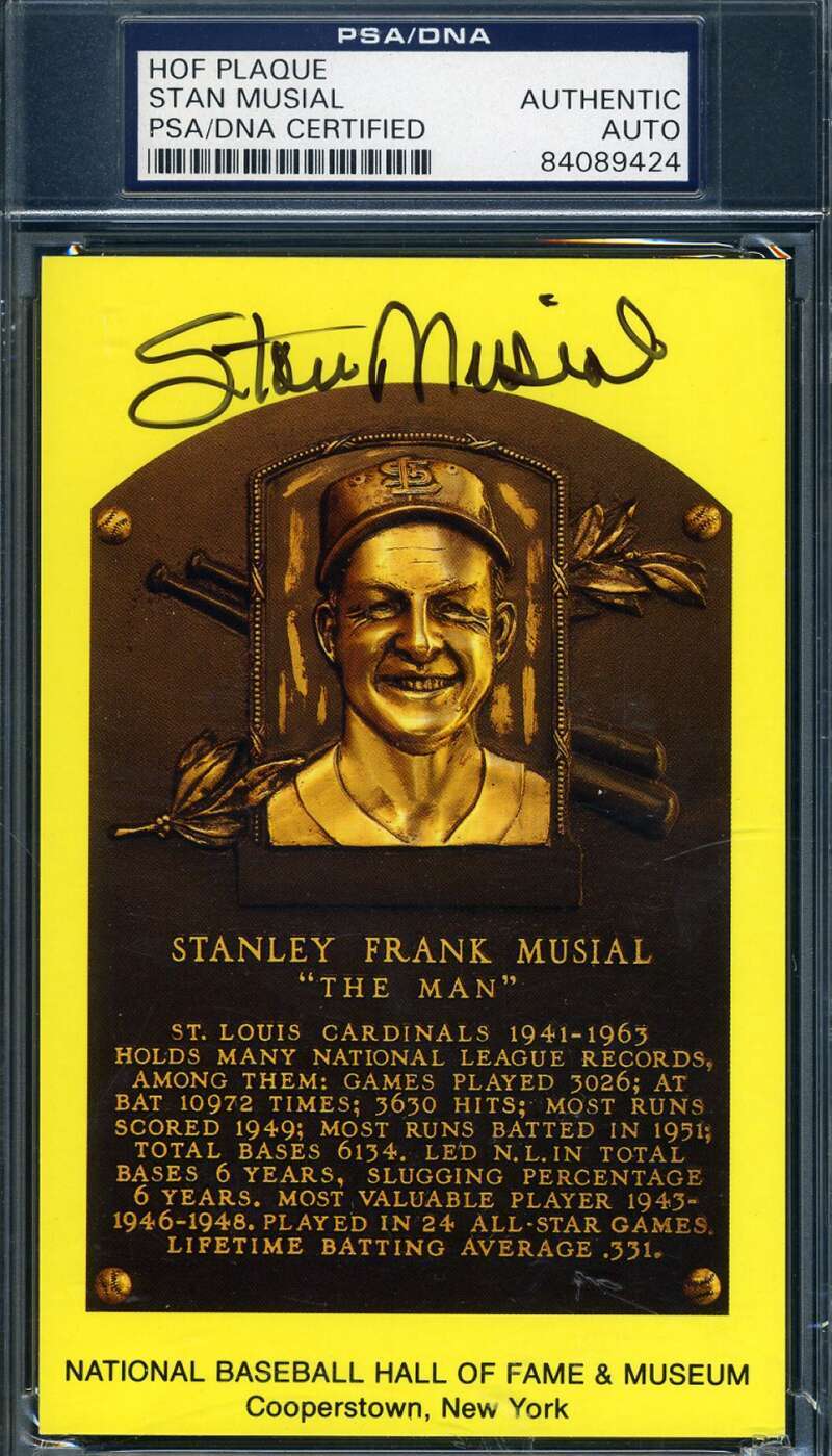 Stan Musial PSA DNA Signed Gold Hall Of Fame Postcard Autograph