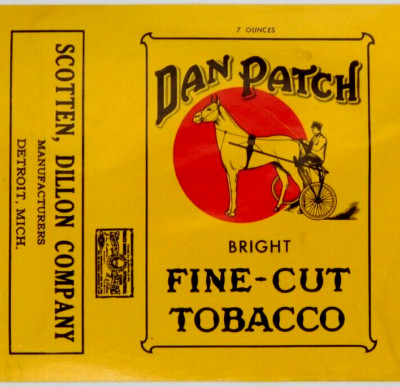 Tobacco Label Dan Patch Bright Fine Cut Scotten Dillon Detroit Mich Cigarette
