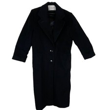 Fleurette 100% Cashmere Notch Collar Two Button Coat Black