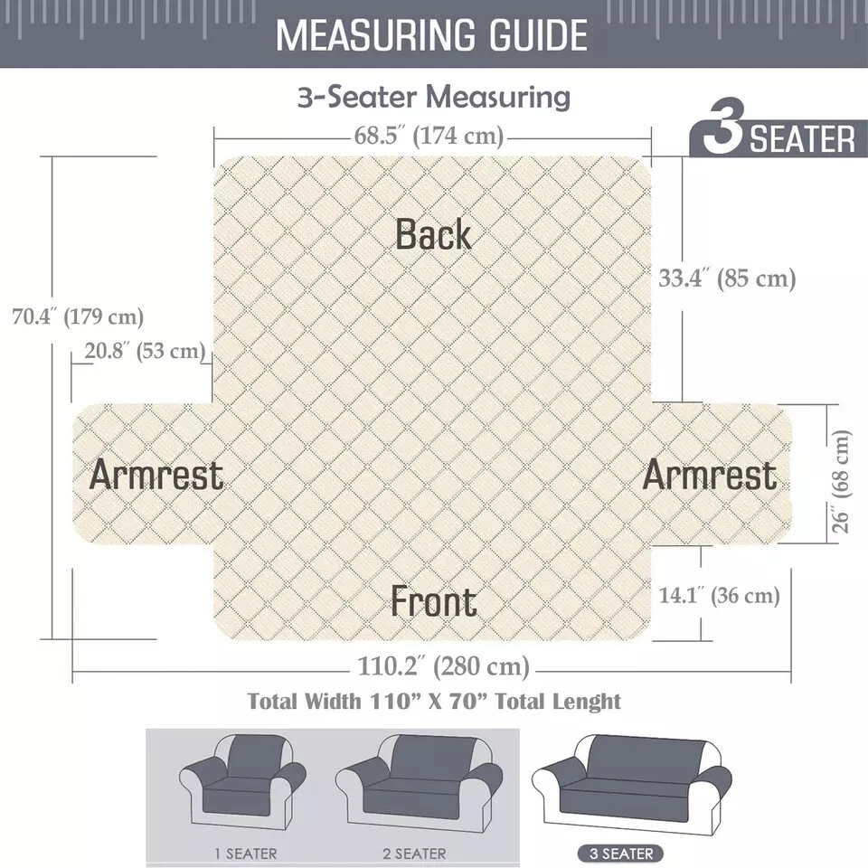 Water Resistant Sofa Covers 1/2/3 Seater Settee Couch Slipcover Pet Protector UK - Image 4 of 4