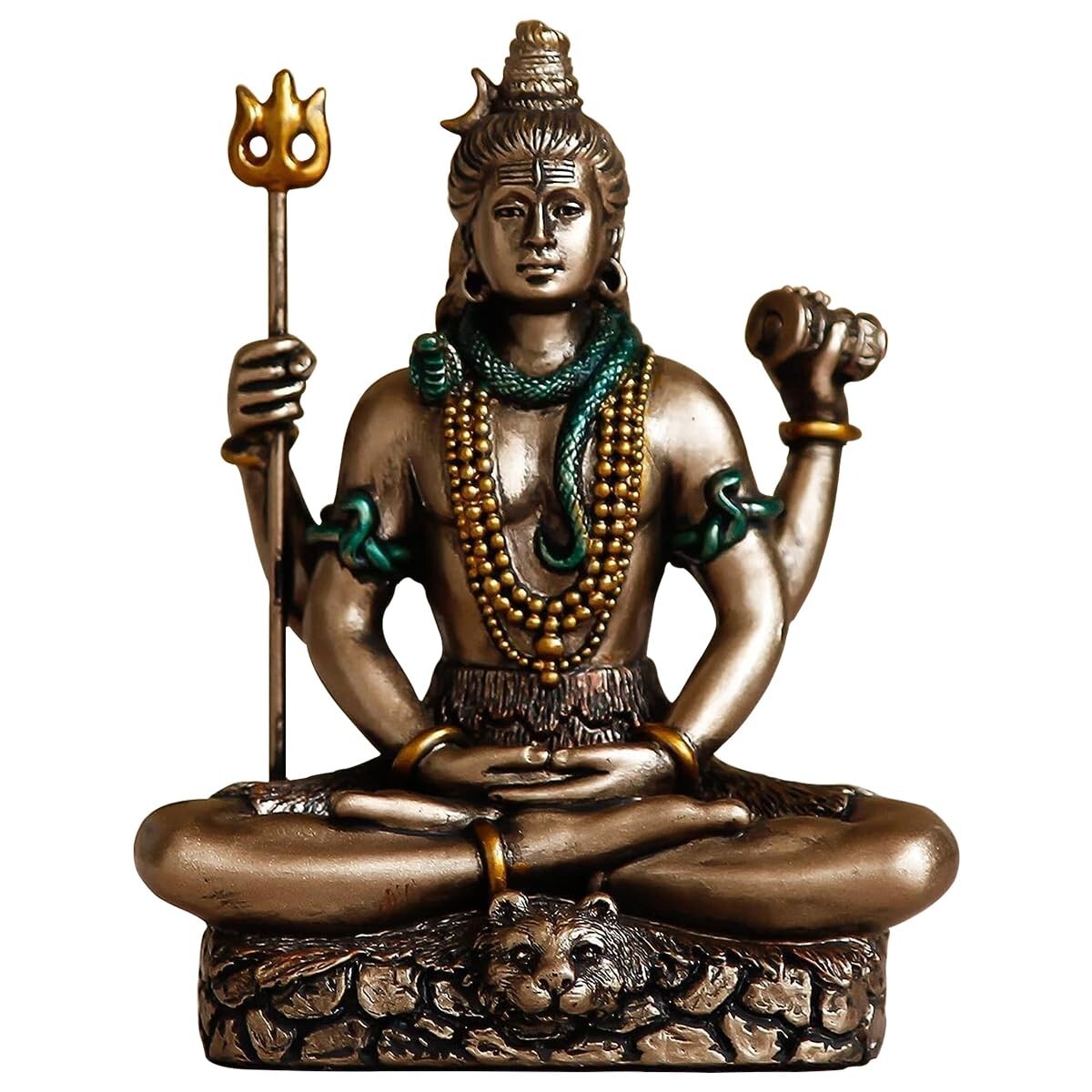 Lord Shiva Idol for Car Dashboard Cold Bronze Shiv Ji Murti - 3.4
