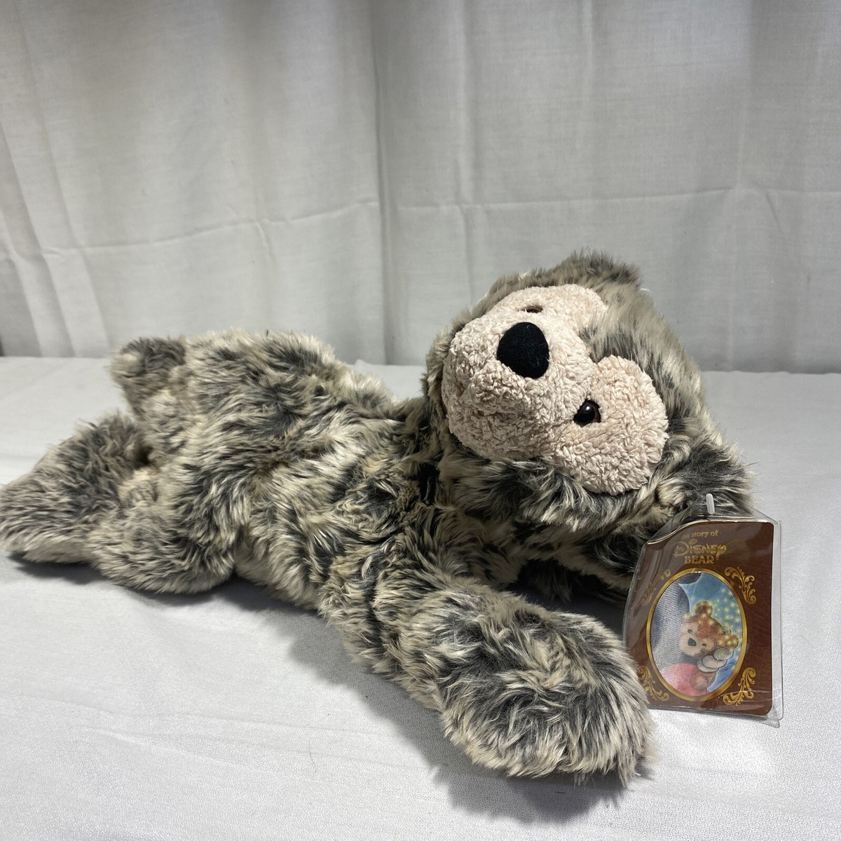 DISNEY Pre Duffy Bear HIDDEN MICKEY Laying Down FROSTED GRAY