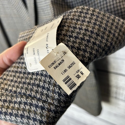 New Vintage Pierre Balmain Wool 2-Button Blazer Jacket Herringbone Men’s Size 38 - Picture 3 of 11