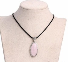 Collana ciondolo vero quarzo rosa con GARANZIA pietra naturale argento NUOVA