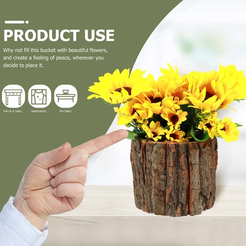 2Pcs Tree Stump Planters Birch Log Cubes Fountain Display Wicker Women - Picture 6 of 12