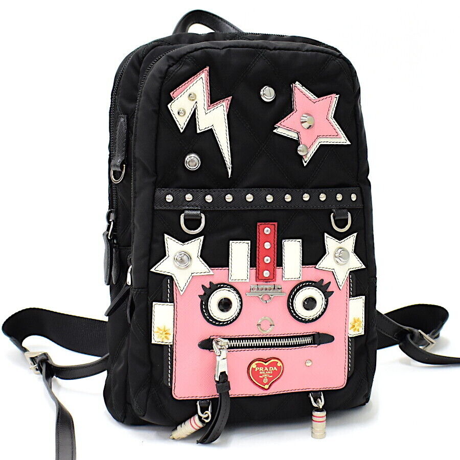 Prada Mini Backpack Robot Quilted Nylon Saffiano Black PRADA Prada Mini Backpack Robot Quilted Nylon Saffiano Black PRADA