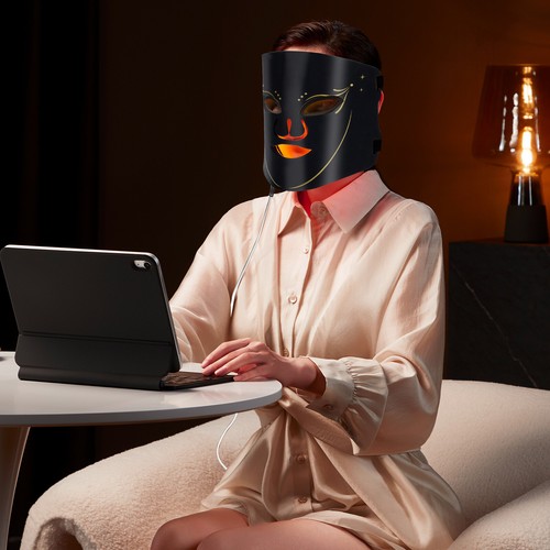 Maschera viso LED 7 colori luce rossa terapia fotone cura pelle viso dispositivo silicone - Foto 11 di 16