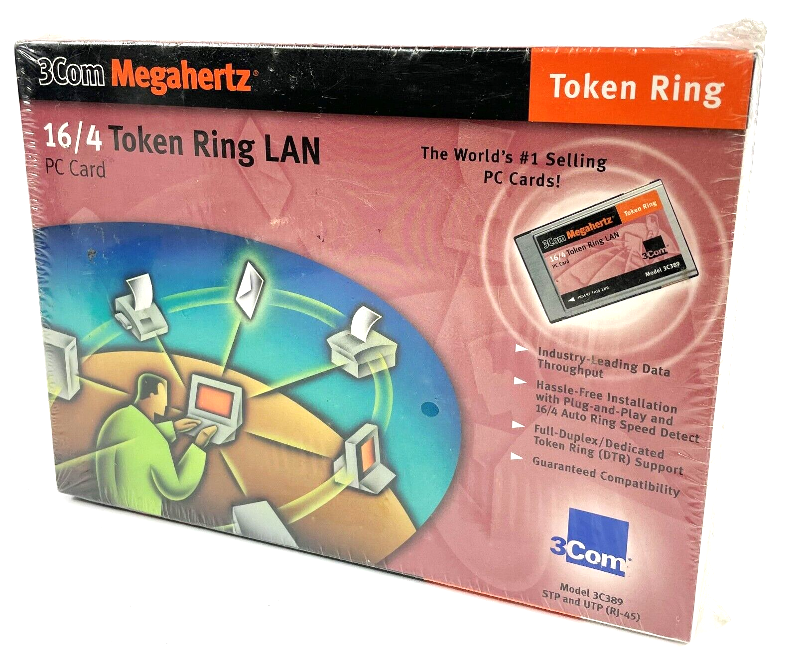3Com Megahertz Vintage 16/4 Token Ring LAN PCMCIA Card 3C389 STP 