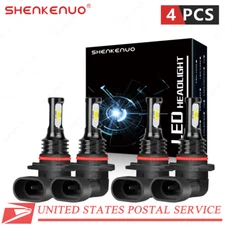 4PCS 9005 9006 LED Combo Headlight Kit Bulbs 6000K Cool White CoB High Low Beam
