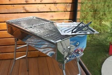 STAINLESS CHARCOAL PORTABLE GRILL MANGAL SHISH KEBAB KABOB BBQ BARBECUE SHASHLIK