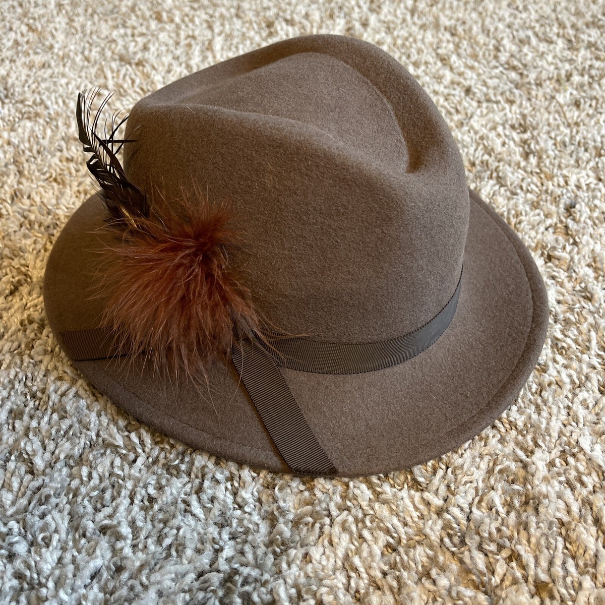 Doeskin Vintage Black Felt 100% Wool Hat with Feathers Bollman Geo W Vintage Wool Doeskin Felt Hat Feather USA Lot  main image 2