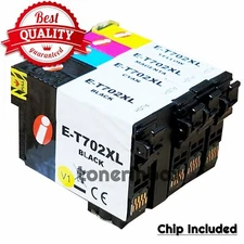 4pk T702XL 702XL Ink Cartridges For Epson WorkForce WF-3720 WF-3730 WF-3733 702
