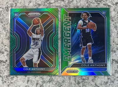 Cole Anthony 2020-2021 Panini Prizm Green Rookie Lot Of 2 - True RC & Emergent