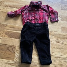 The Childrens Place Baby Boy 6 9 M Holiday Outfit Red Plaid Bow Tie Corduroy