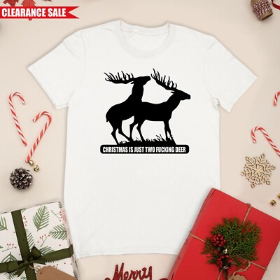 Christmas is Just Two F*cking Deer T-Shirt bedruckt Weihnachten unhöflicher Witz Geschenk Herren Top