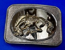 End Of The Trail Horse Head Down Two Tone Reflective Western Framed Belt Buckle