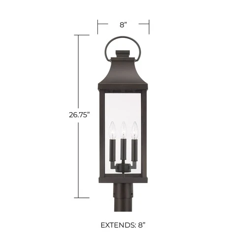 Capital Lighting 946432 Bradford 3 Light 27" Tall Outdoor Single - Picture 3 of 12