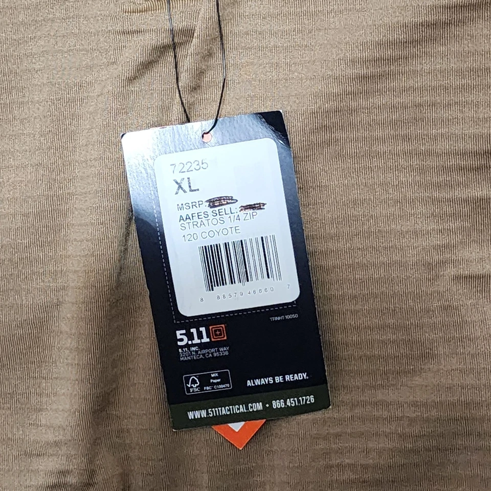 Pullover manga larga 5.11 TACTICAL 72235 Stratos 1/4 cremallera XL color coyote para hombre Foto 3 de 4