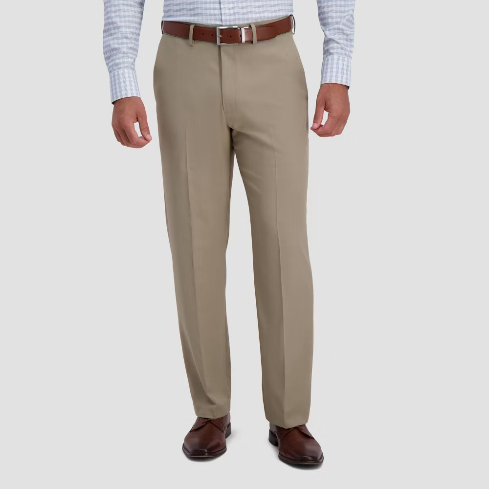 Haggar H26 Men's Stretch Dress Pants - Khaki 36x32: Midweight, Relaxed Leg