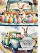 Easter Bunny Truck Duo | A4 Rice Paper | Paper for Decoupage | Decoupage Central