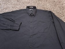 Vintage Pierre Cardin Dress Shirt Mens 17.5 34/35 Black Long Sleeve Button Up