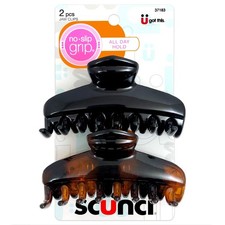 Scunci No Slip Jaw Clip - 2 Pcs 2 Count Pack of 1 , BLACK