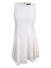 Tommy Hilfiger Women's Floral Lace Fit & Flare Dress (12, Ivory)