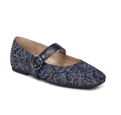 VIONIC WOMEN'S Hattie Mary Jane Flat, Dark Denim (NEW)